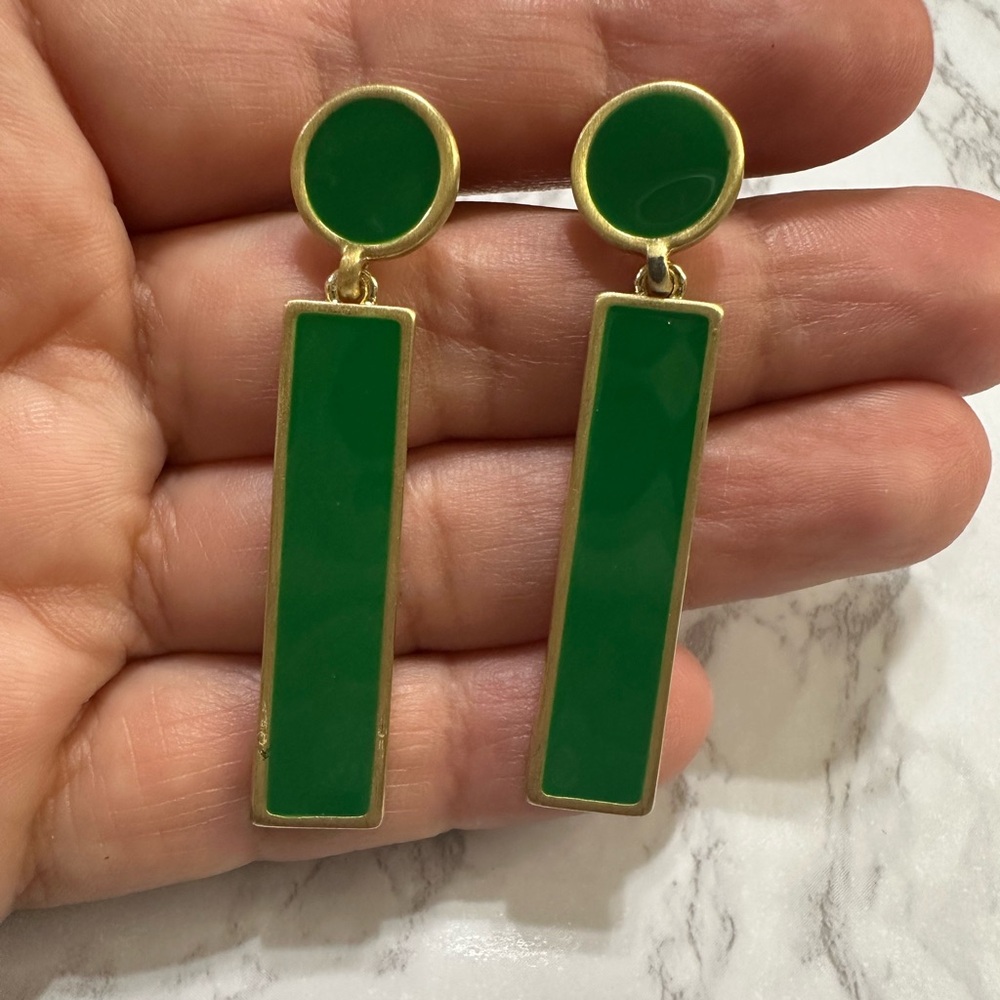 Karen Kane Green and Gold Geometric Earrings